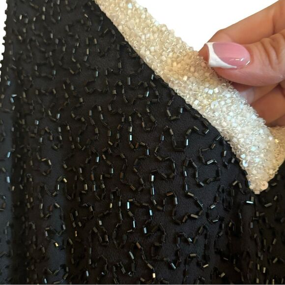 JKARA New York Women’s Heavy Beaded Fully Lined Slip Elegant Midi Dress Size 8 - Picture 6 of 9